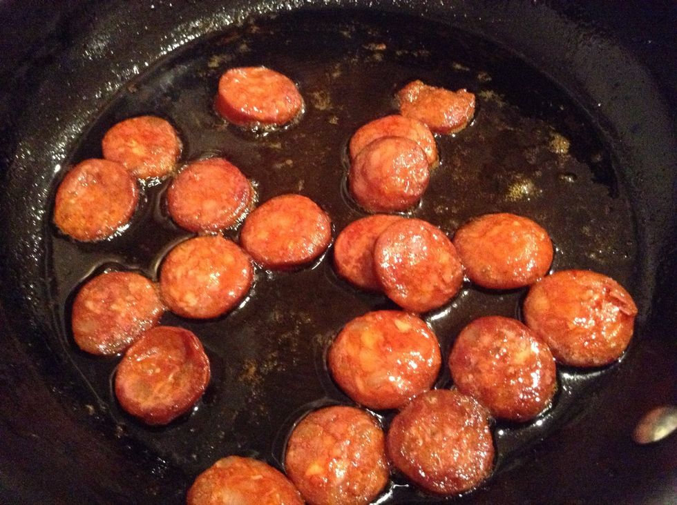 Fry chorizo for 4-5 minutes until rich and oily