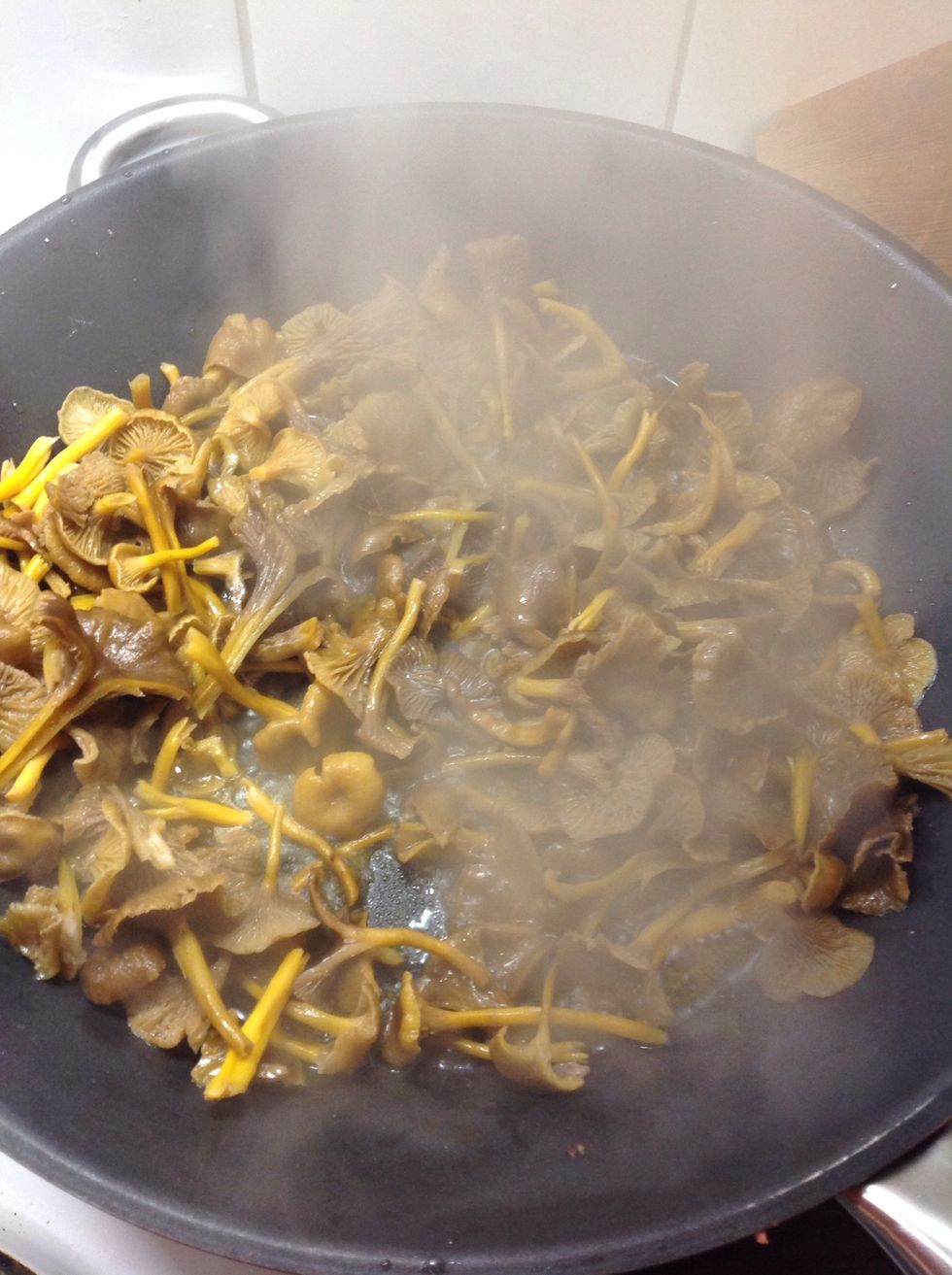 Fry mushroom until the water is evaporated.