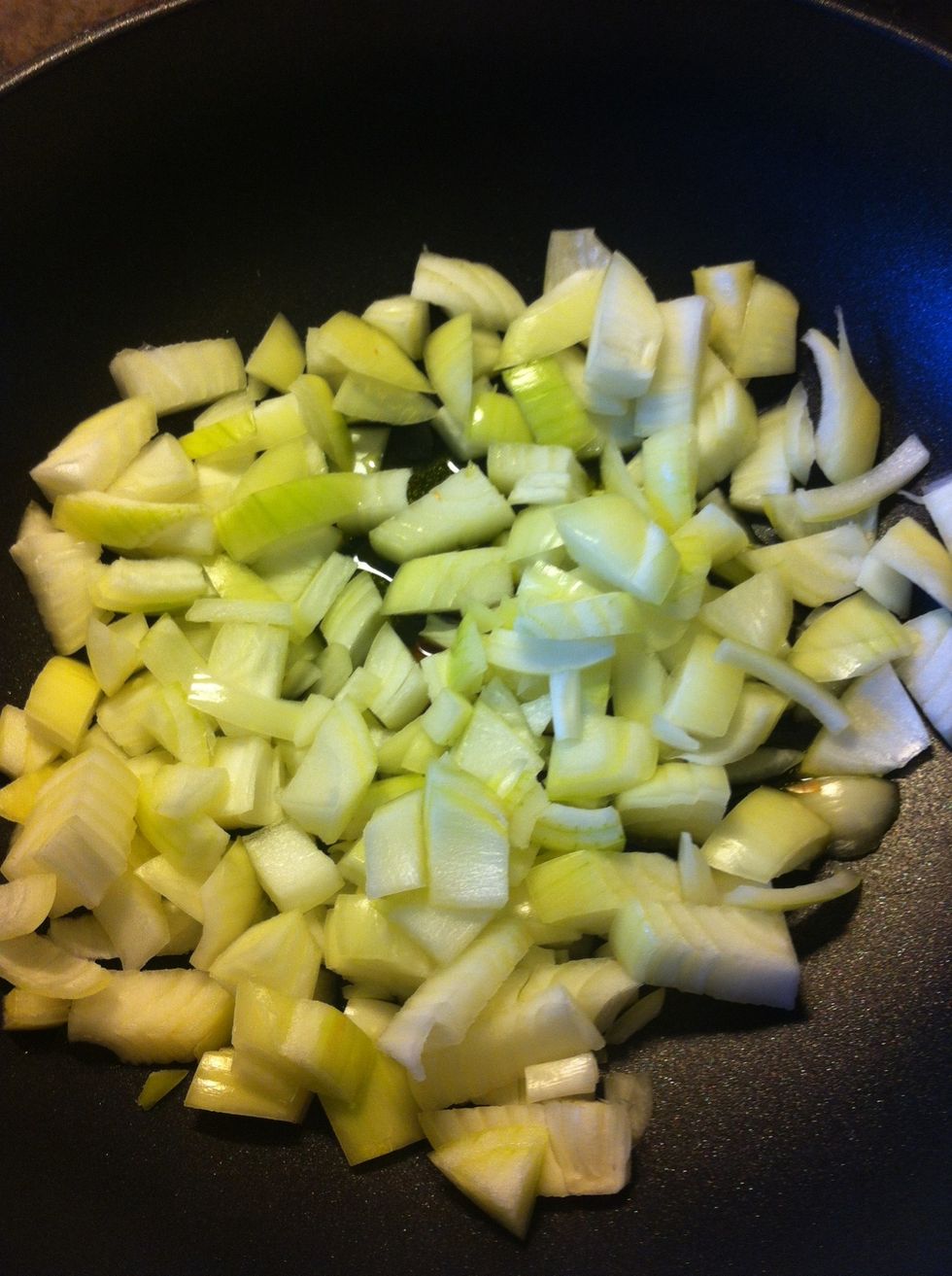 Fry onions until it's golden