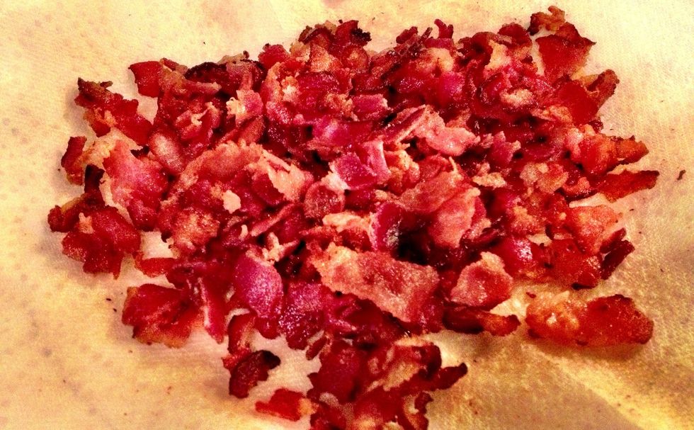 Fry some bacon! Why? If I have to have the bacon talk with you, you haven't been following me long. It's delicious, that's why! This is a pound - amount is your preference.