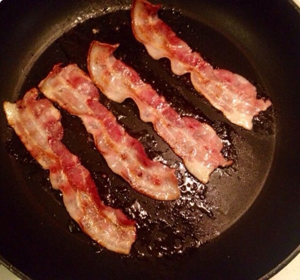 Fry the bacon.