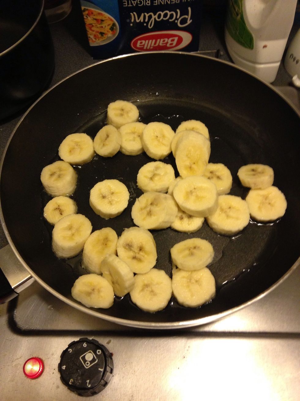 Fry the bananas gently with some sugar to camarelize it :)