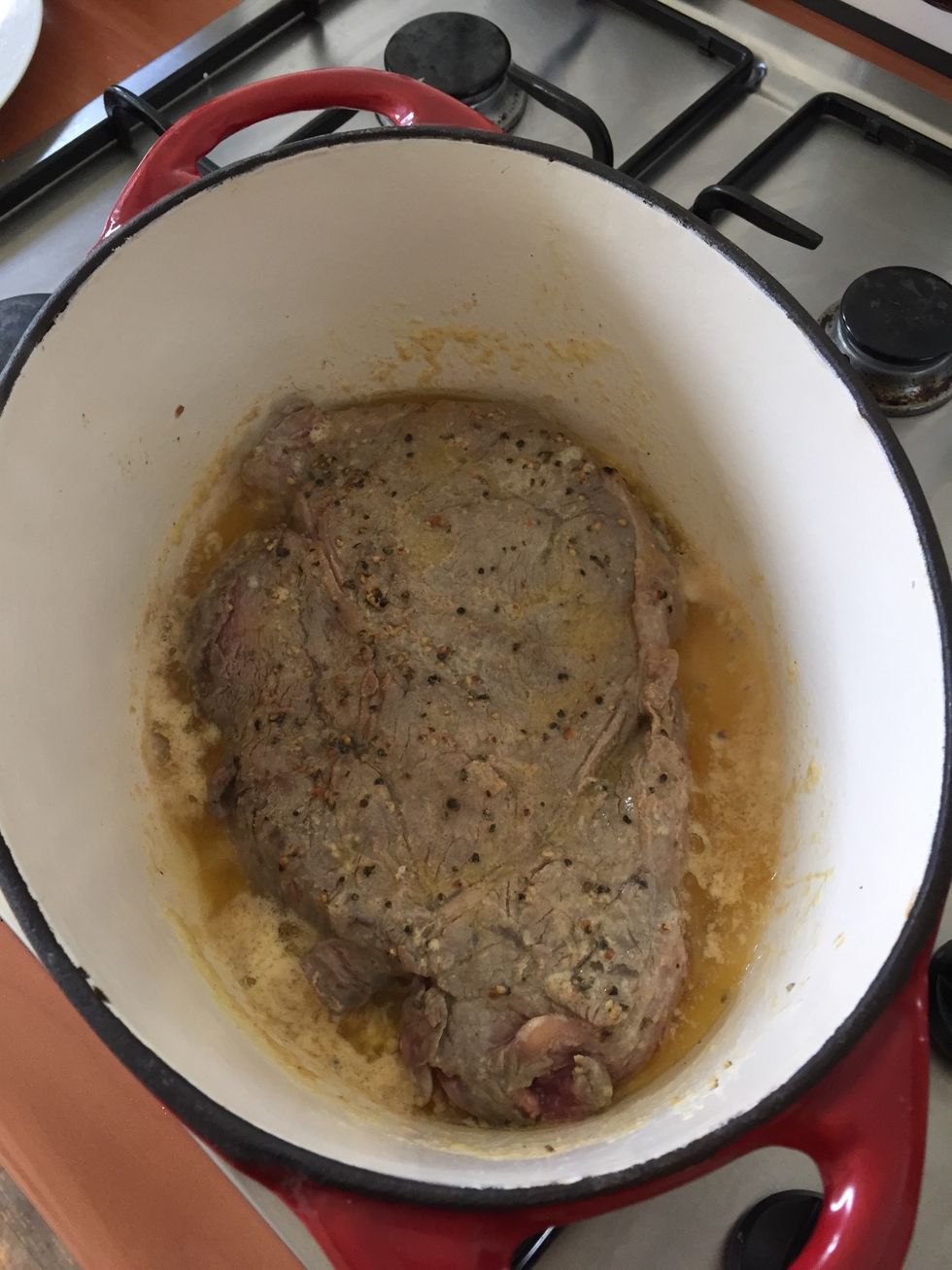 Fry the beef at both sides brown
