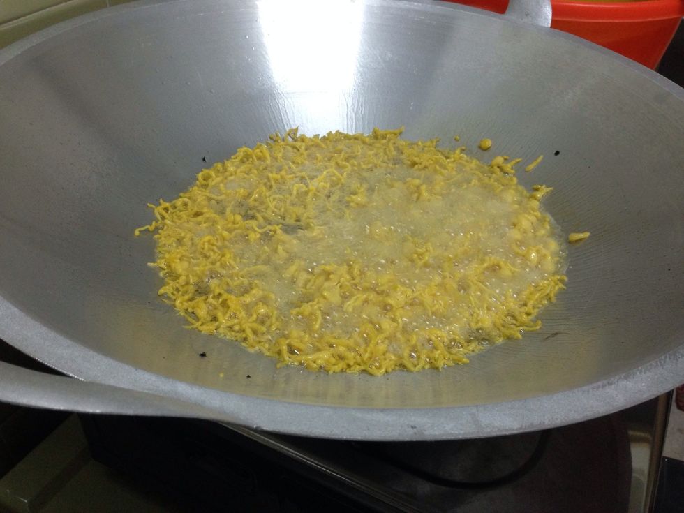 Fry the 'boondis' until they are nicely done. But remember not to fry them for a long time otherwise boondis will become crispy and that will be the least thing you want for laddoos.