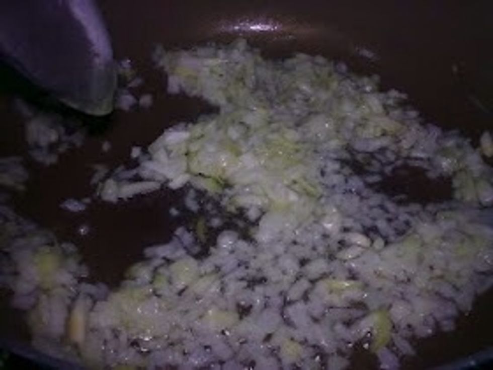 Fry the cut onions until aromatic.