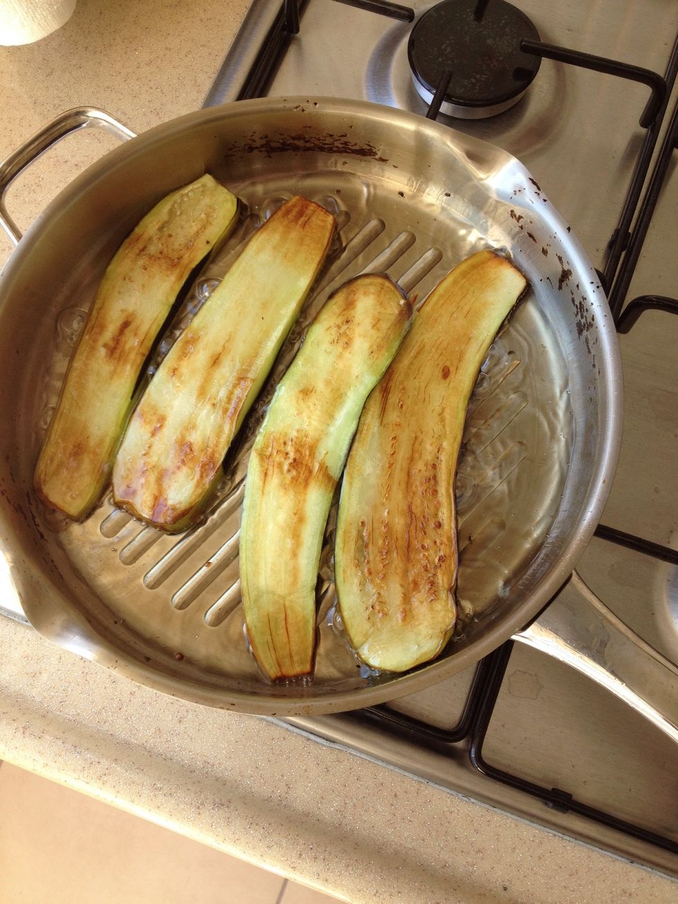 Fry the eggplants -not too much in pinky or browny color