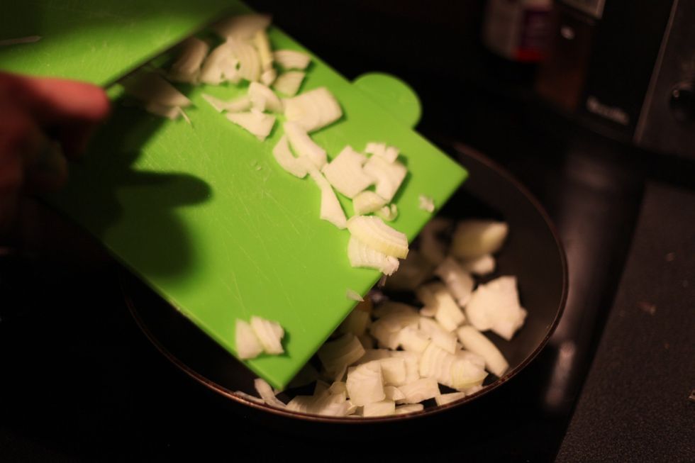 Fry the onion. Tip: Make sure your oil is hot enough. You don't want to just soak the onion.