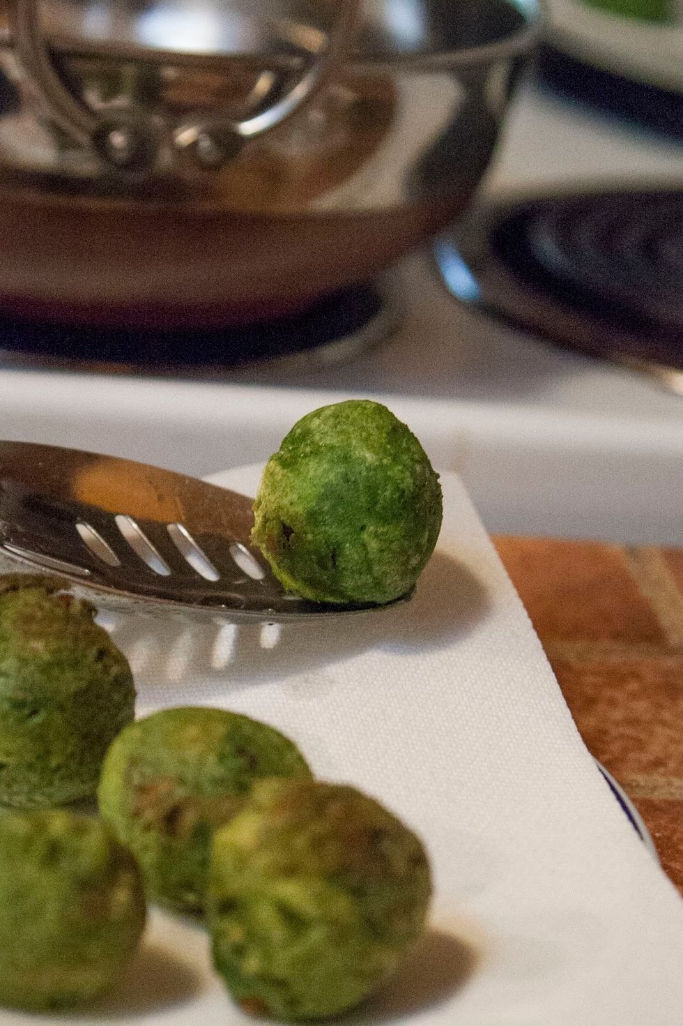 Fry them gently until they turn a light brown.