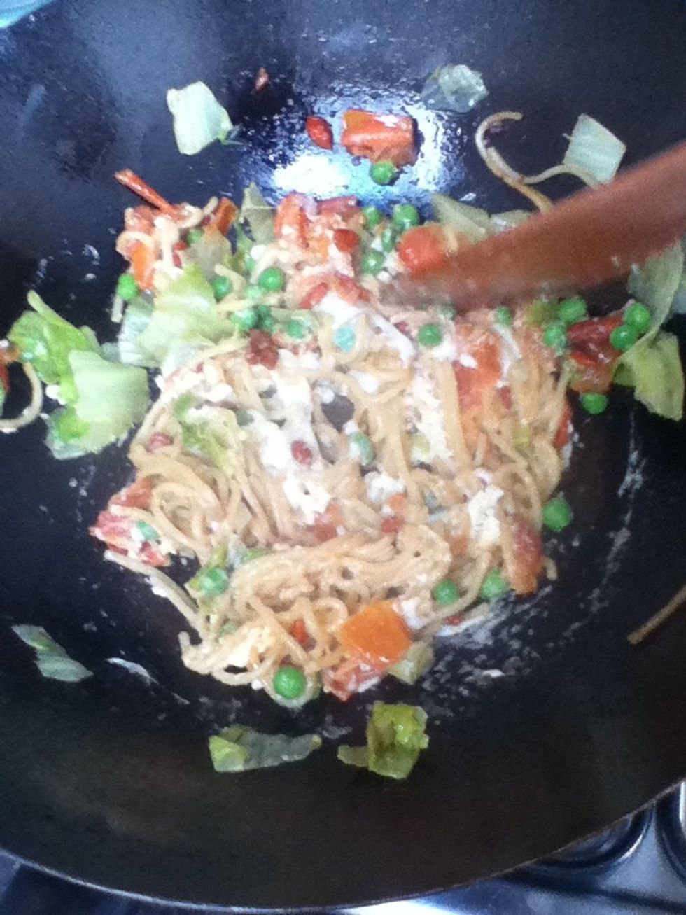 Fry together with vege. And beans. And egg