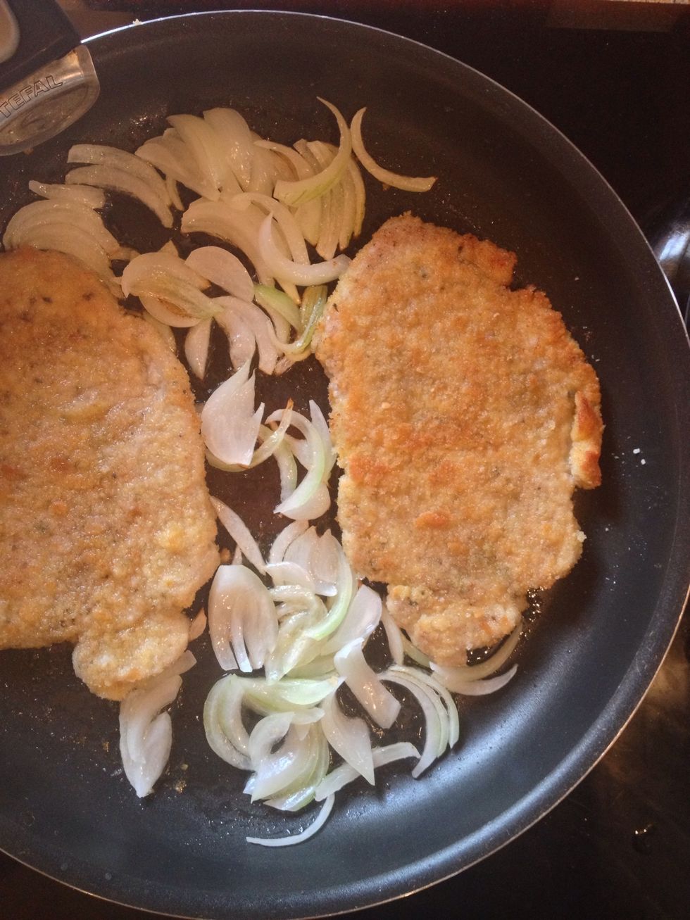 Fry until gloden brown and add the chopped onion