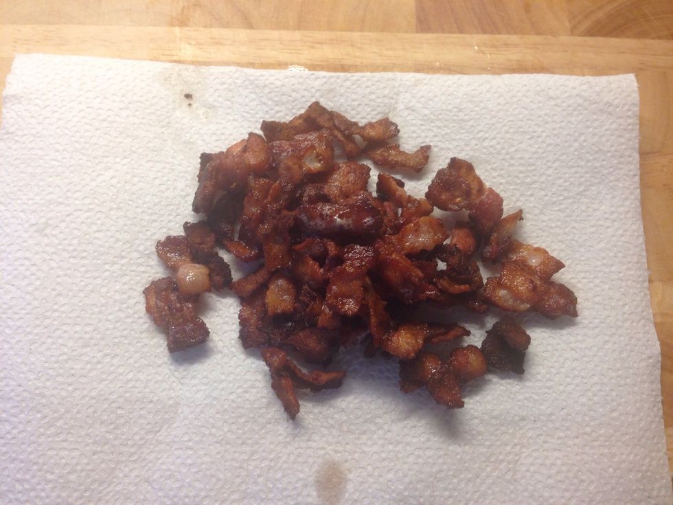 Fry up some bacon. I cut mine into little pieces before I fried it. I like mine crispy :)