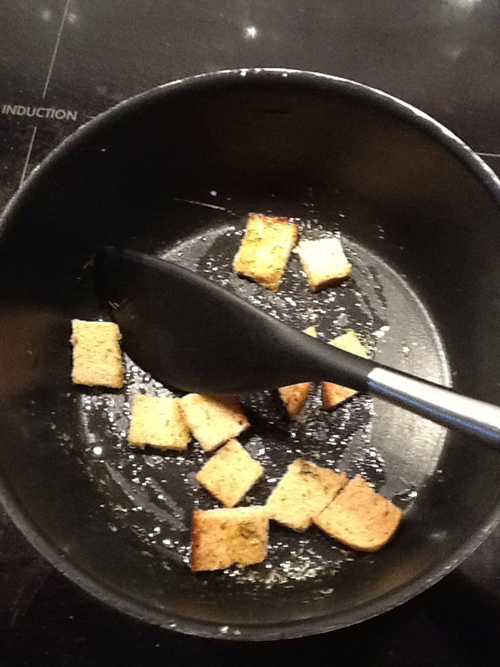 Fry your bread cubes until nice and golden