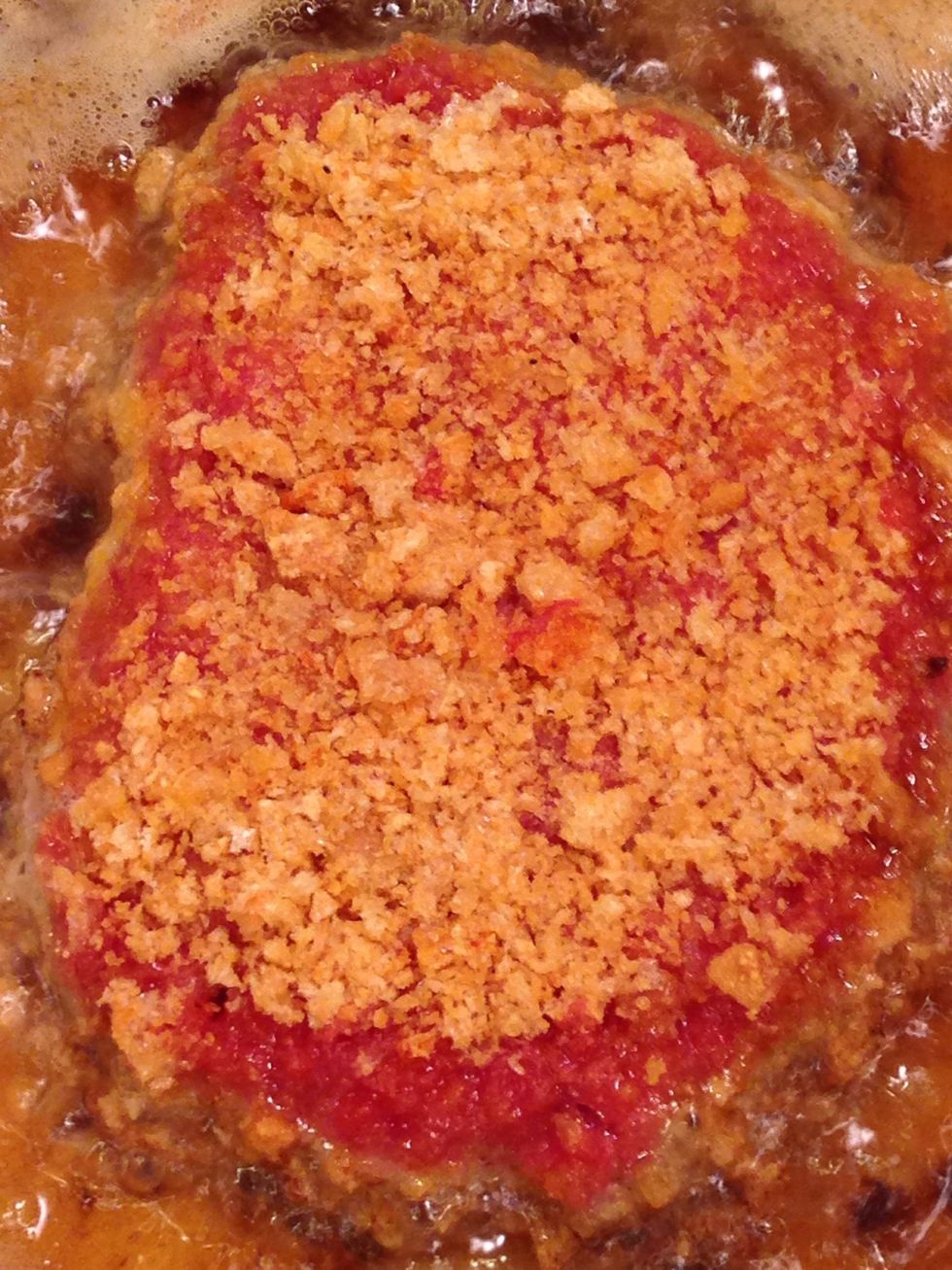 Fry your chicken fried steak until golden brown on both sides