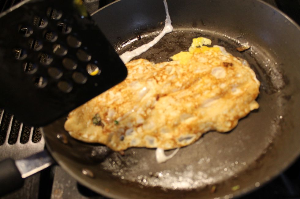 Fry your eggs over medium high heat, keeping part of the yolks soft.