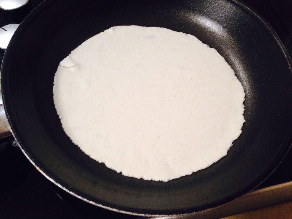 Frying the taco on the pan