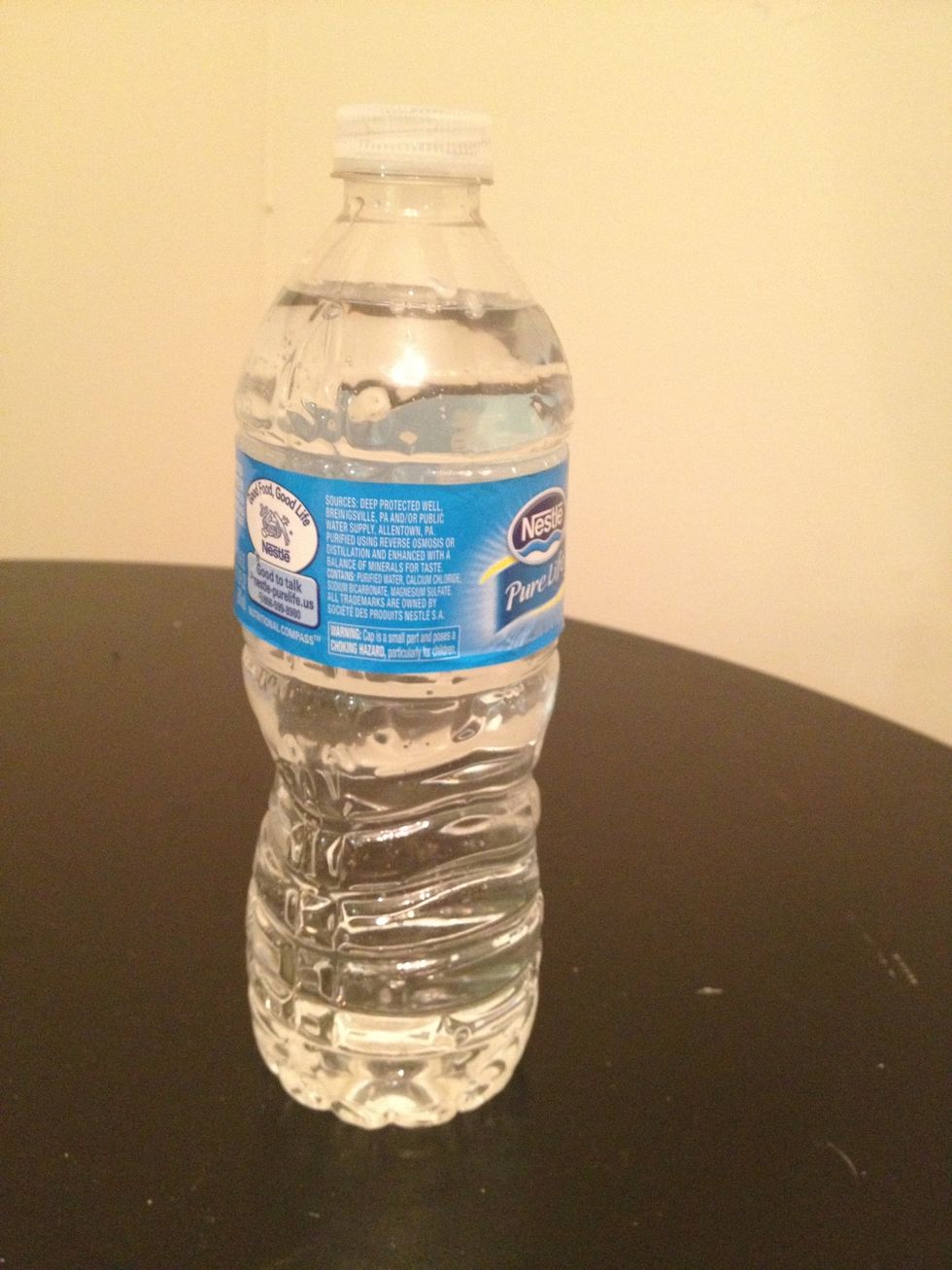 Full with water and replace with the altered cap. Make sure to not fill to the top. Also, once you tip it, be careful of a little stream of water that may come out.