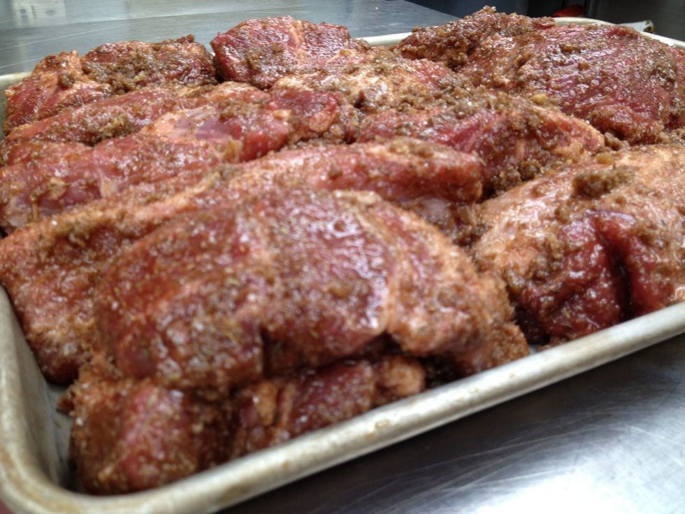 Fully coat all the steaks