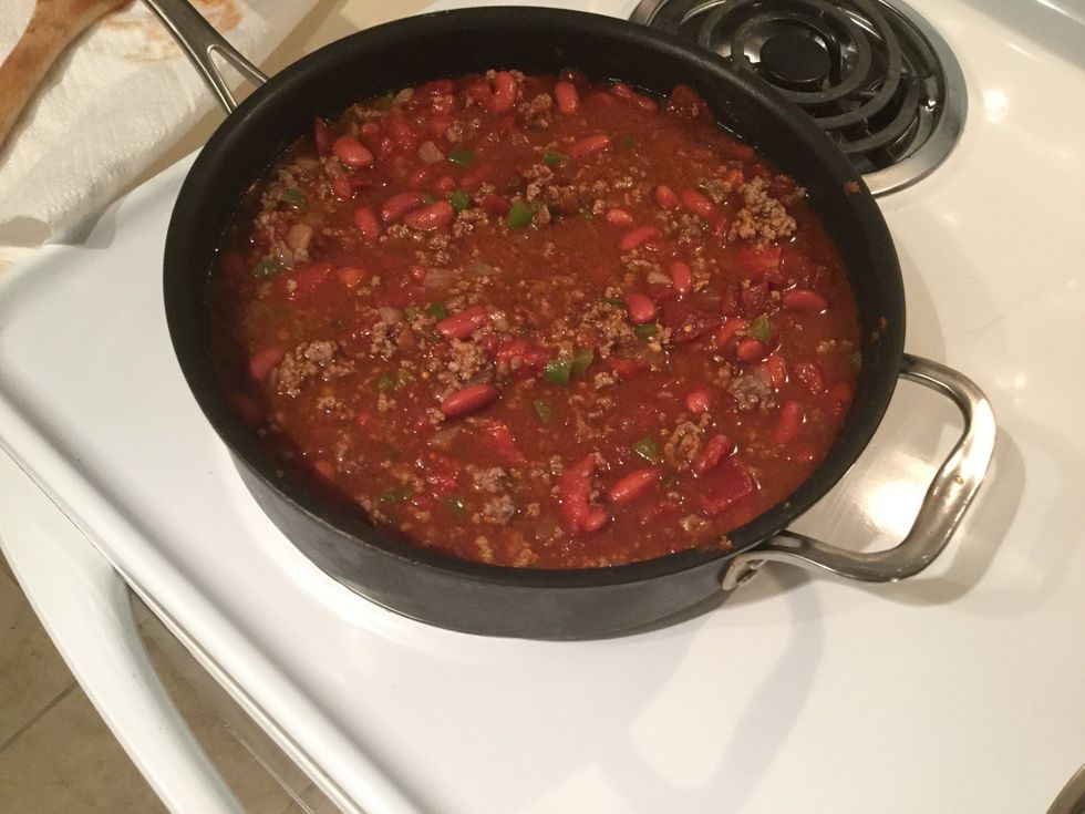 Fully stired and slightly starting to boil