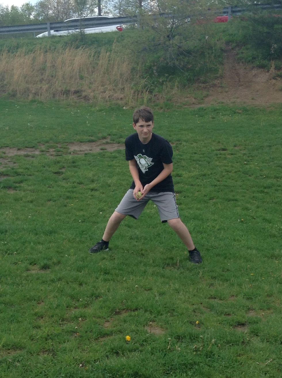 Funnel the ball to your stomach