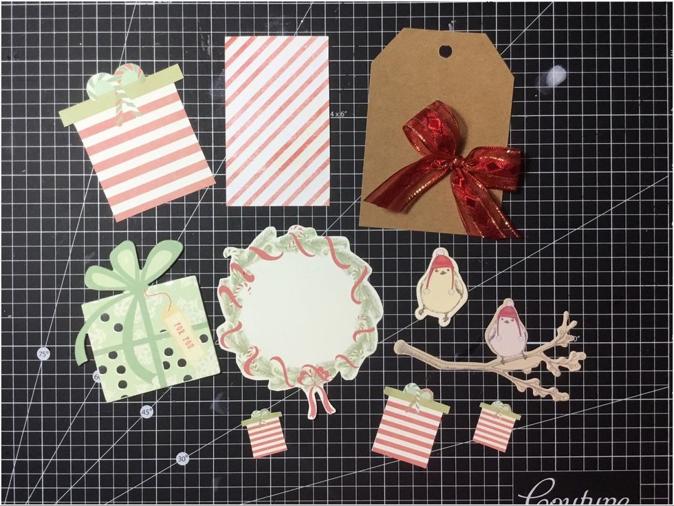 Fussy cut and locate pieces shown from the Sweet Peppermint collection. Tag was cut from some Kraft card stock and I choose some contrasting ribbon to create the bow.