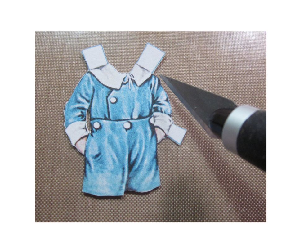 Fussy cut out boys short outfit from the paper collection