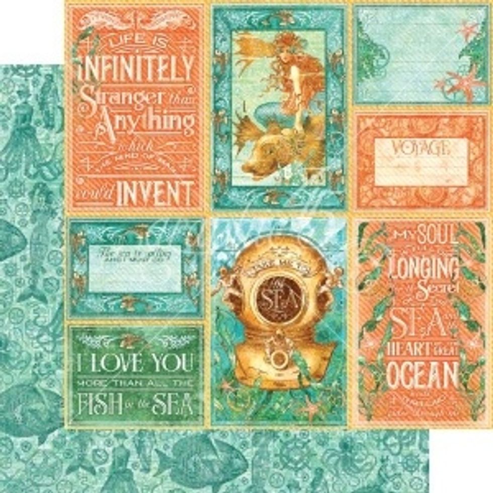 Fussy cut the sea helmet from the 8 x 8 sheet of Wild Wild Waves.