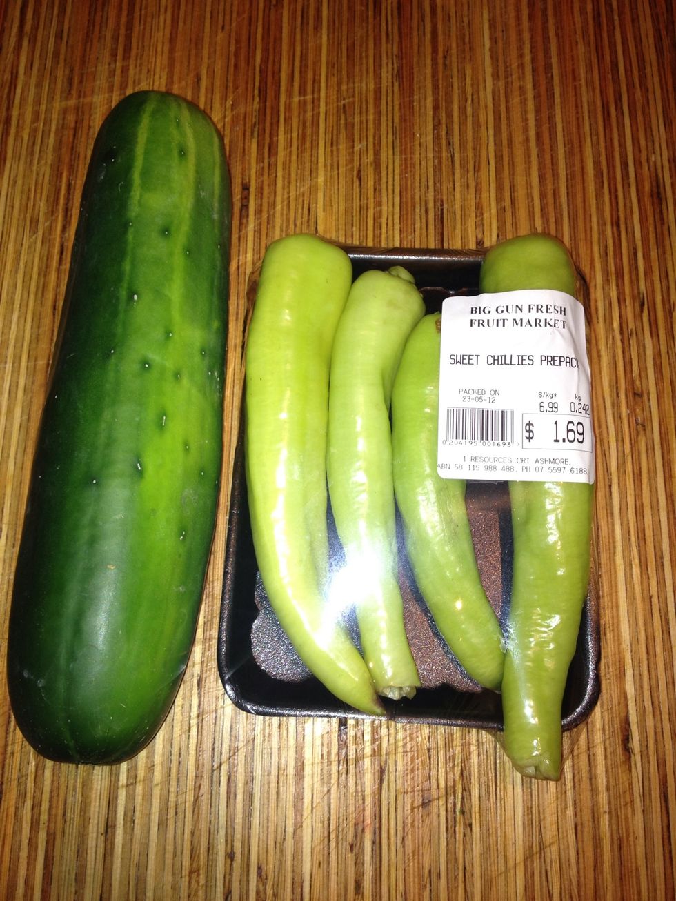 Garden cucumber and sweet chillis