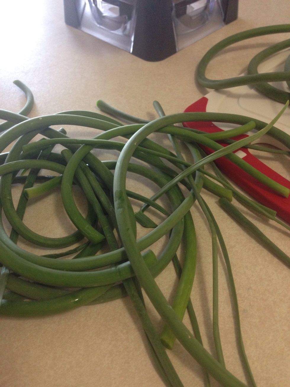Garlic Scapes is a seasonal product which can be found at a local farmers market during late spring and early summer. Most grocery stores won't carry them.