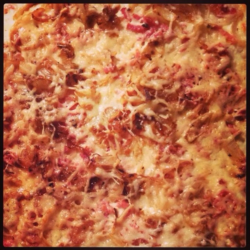 Garnish possibly emmental before bake 20' at 190-210 \u00b0 C (thermostat 6-7).