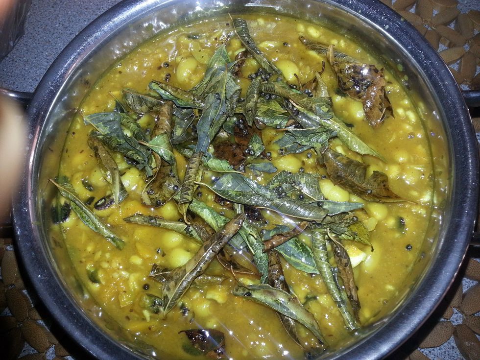 Garnish the stew with the tempered spice.