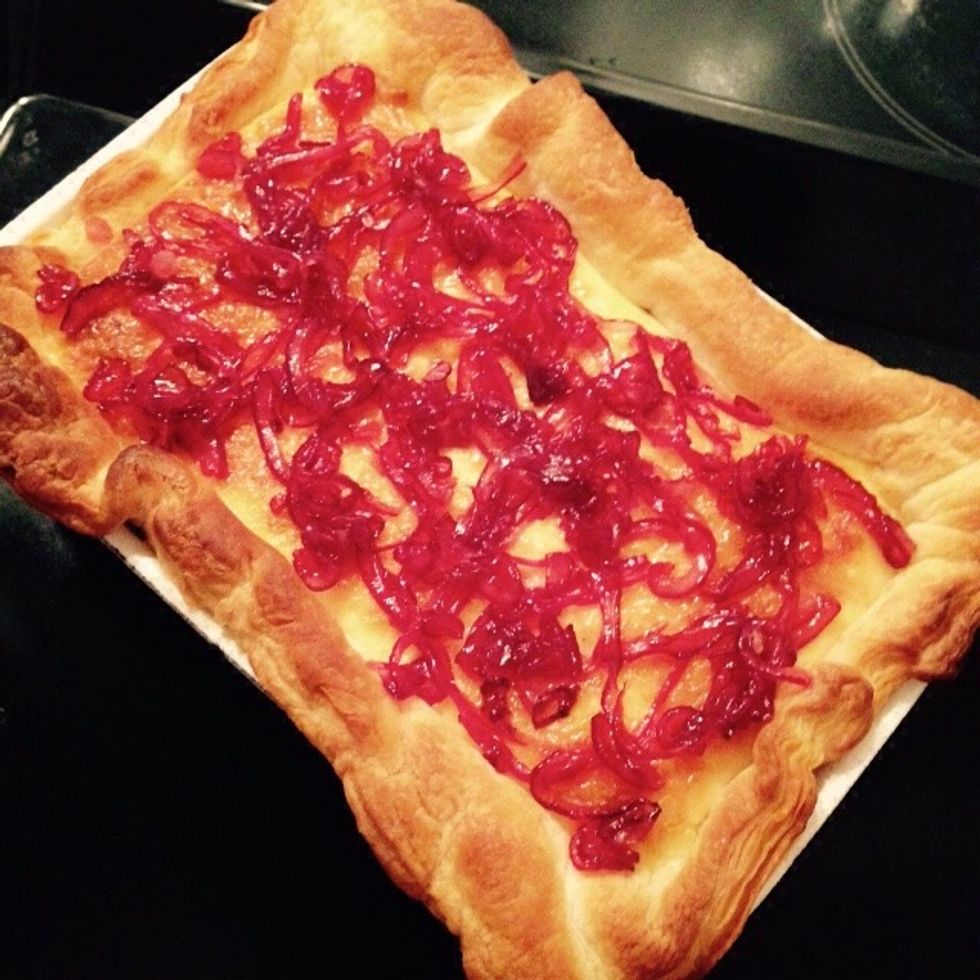 Garnish the top with the caramelized onion