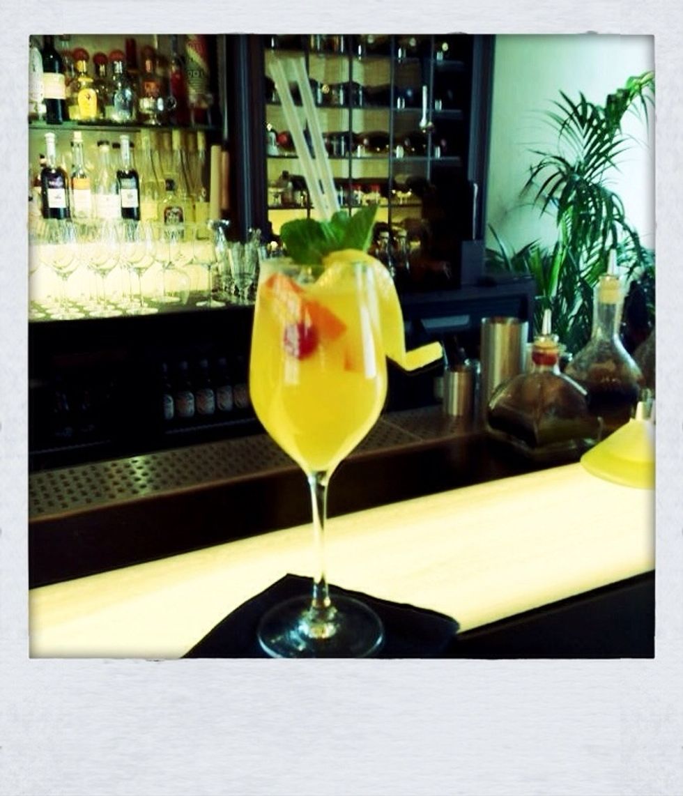 Garnish with a slice of orange and lemon. And a cherry if you are feeling crazy! Voila one Ginger's Zippy Affair