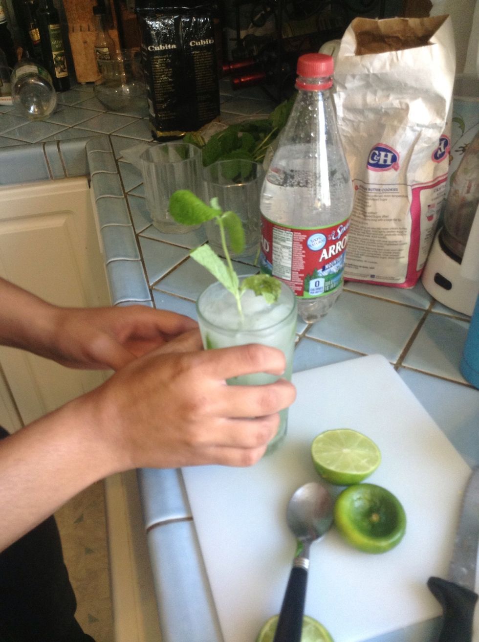 Garnish with a sprig of mint.