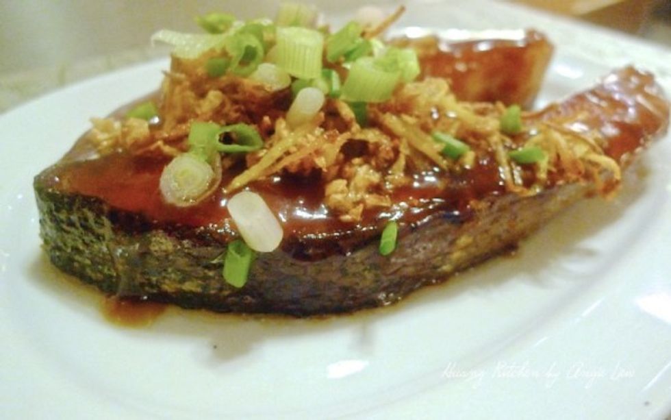 Garnish with fried garlic, ginger strips and chopped onions on the top. For more, like us on Facebook and get instant updates on our latest recipes at www.Facebook.com/huangskitchen