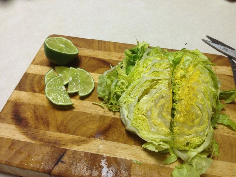 Garnish with shredded lettuce, lime, cilantro, pico de gallo and sour cream.