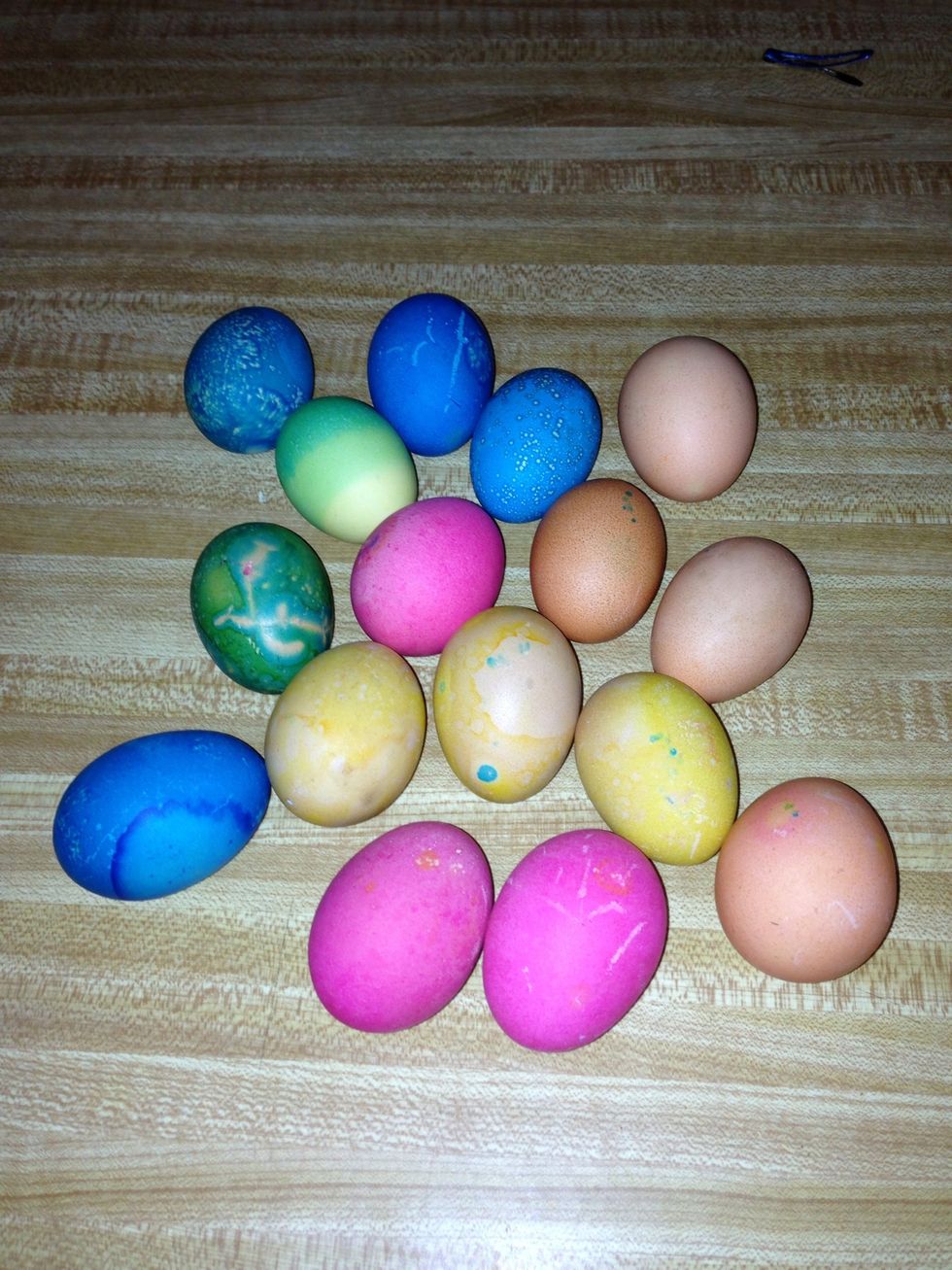 Gather about a dozen or so Easter eggs. (Make sure you don't show the children...they will have a stroke lol)