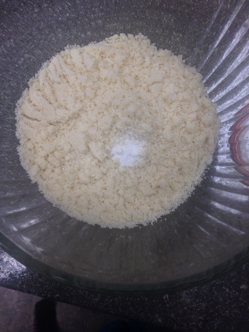 Gather all dry ingredients into one bowl (almond flour, baking soda and salt.)