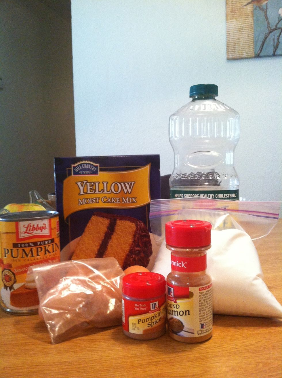 Gather all ingredients and pre heat the over to 350 degrees