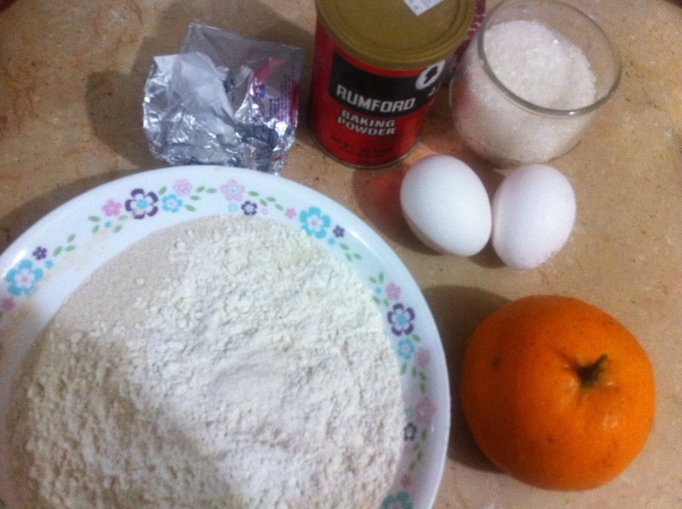 Gather all ingredients for baking the muffin cake first. Preheat oven at 400 Fahrenheit or 175-180 Celsius.