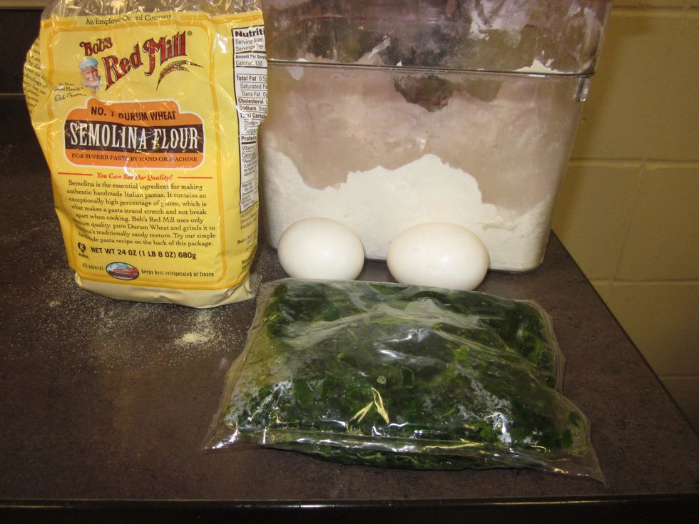 Gather all ingredients for pasta dough