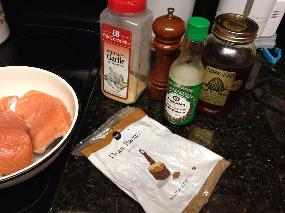 Gather all ingredients, Olive oil is also an ingredient however it is not in the picture.