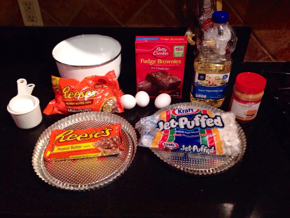 Gather all of the ingredients and pans.