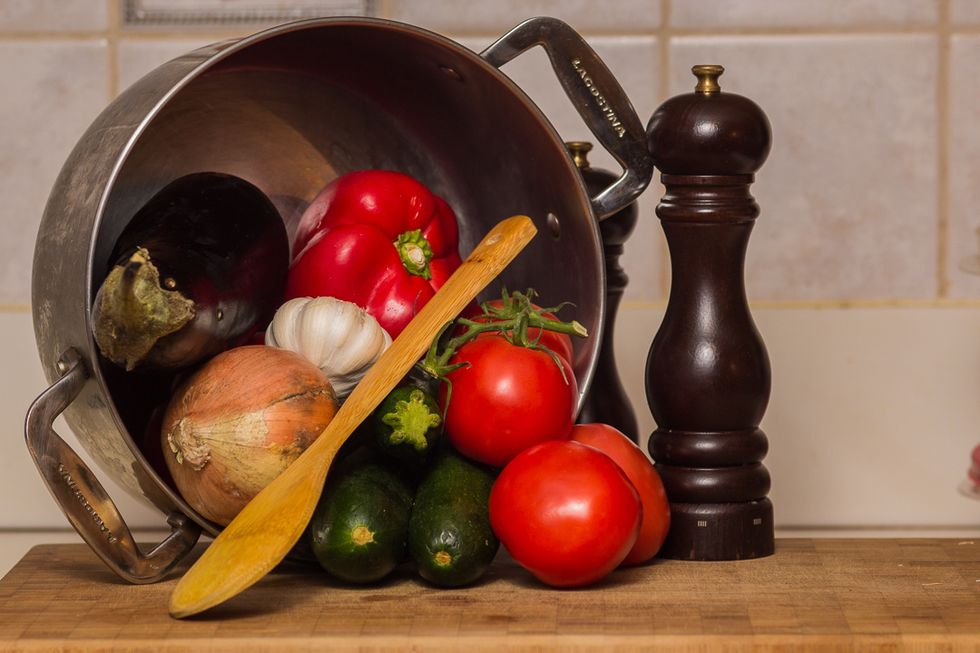 Gather all of your ingredients and place them in a pot and take a picture. OH wait, thats how I cook now, you can probably skip the photo. Although if you do, tweet me a pic. ;)