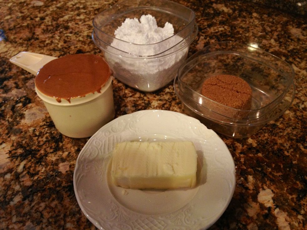 Gather all of your ingredients except the chocolate.