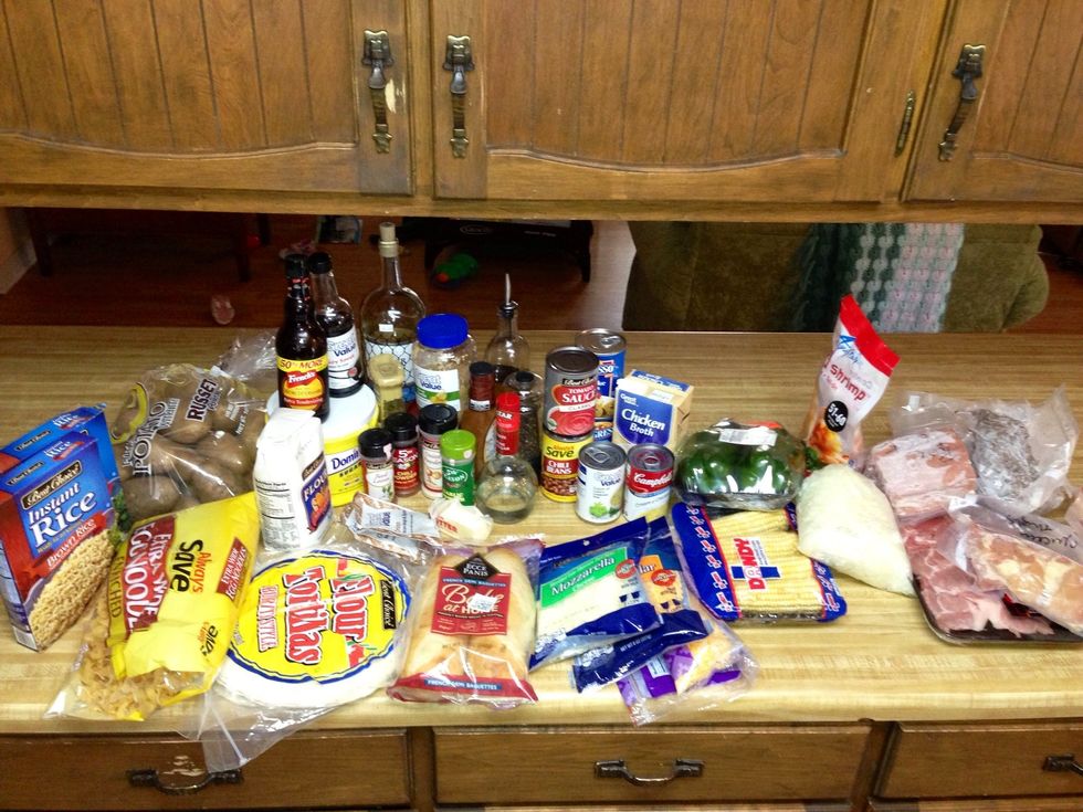 Gather all of your ingredients on the counter or table. It's easier and faster if everything is at your fingertips.