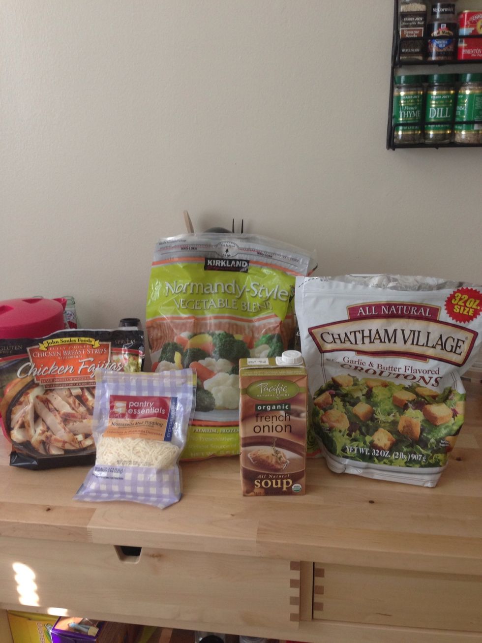 Gather all of your ingredients. You can add or take out whatever you want, this was just a quick lunch I threw together.