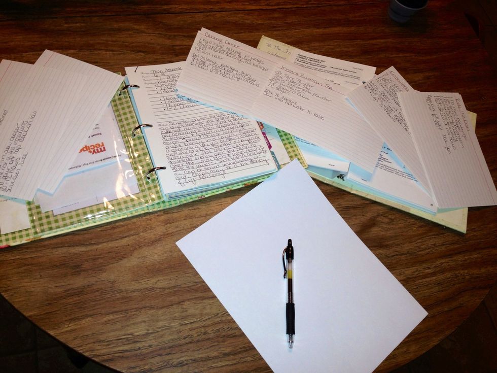 Gather all of your recipes a pen and a piece of paper. Make sure to print out all recipes at the end of the tutorial if you are using this plan.