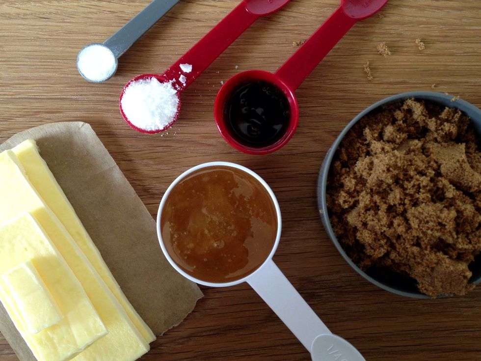 Gather all the supplies as everything comes together quickly. You'll also need a large pan, two large bowls, a full size lined oven tray and, to mould the chocolate, a smaller lined / silicone tray.