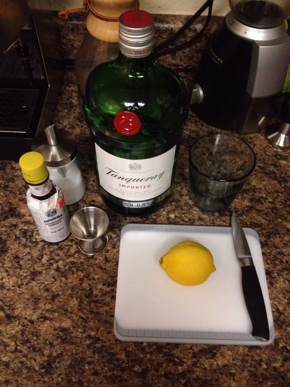 Gather all the supplies. Bottled lemon juice would be fine (the fresher the better!) and simple syrup is preferred, but clearly not essential. ;)