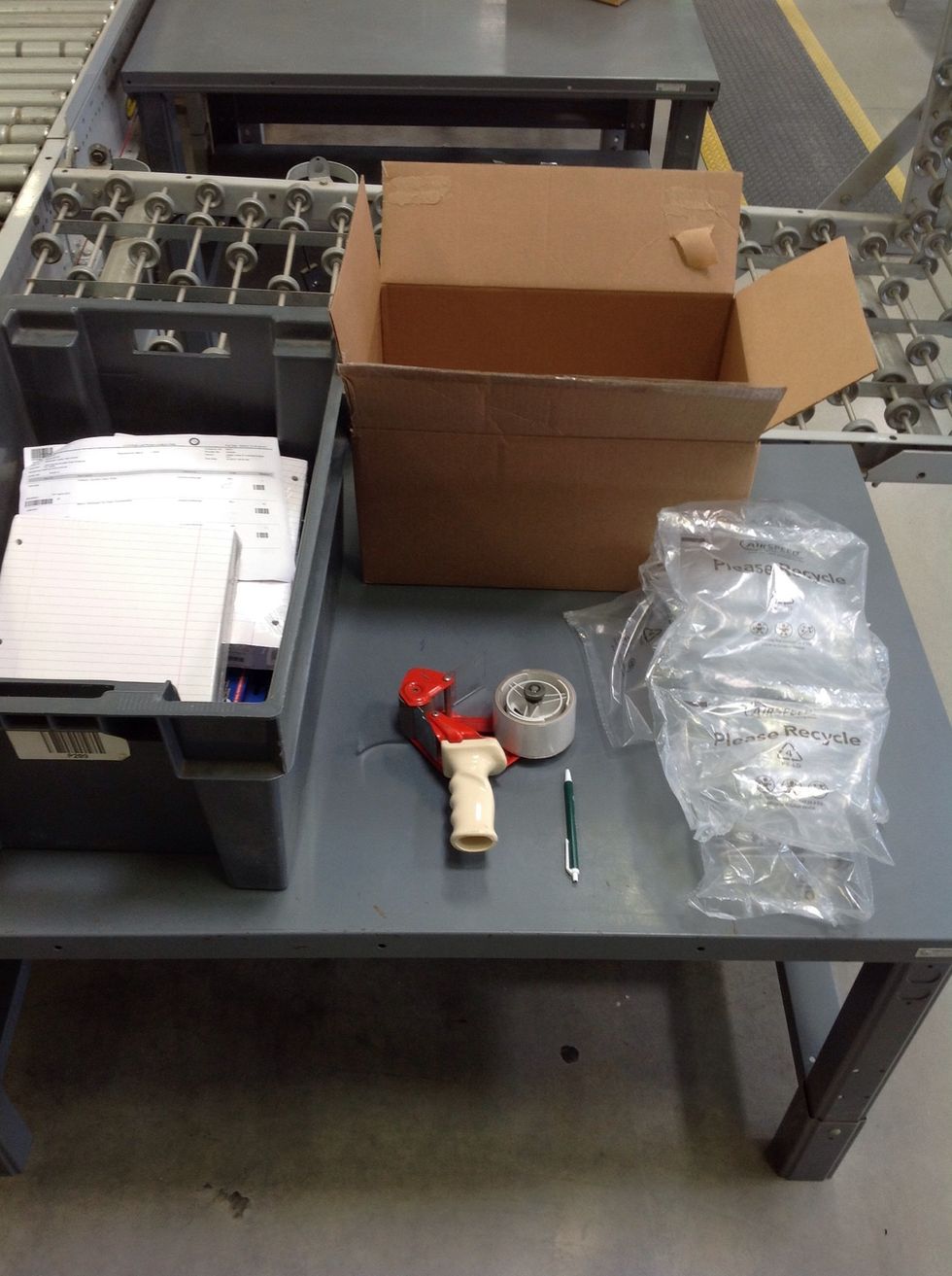 Gather all the supplies that you need to pack the order. Be "green" and reuse cartons whenever possible.